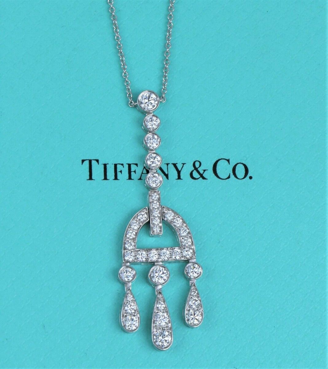 18448 Tiffany & Co Platinum 1.19ct Diamond Jazz Legacy Buckle Pendant 16